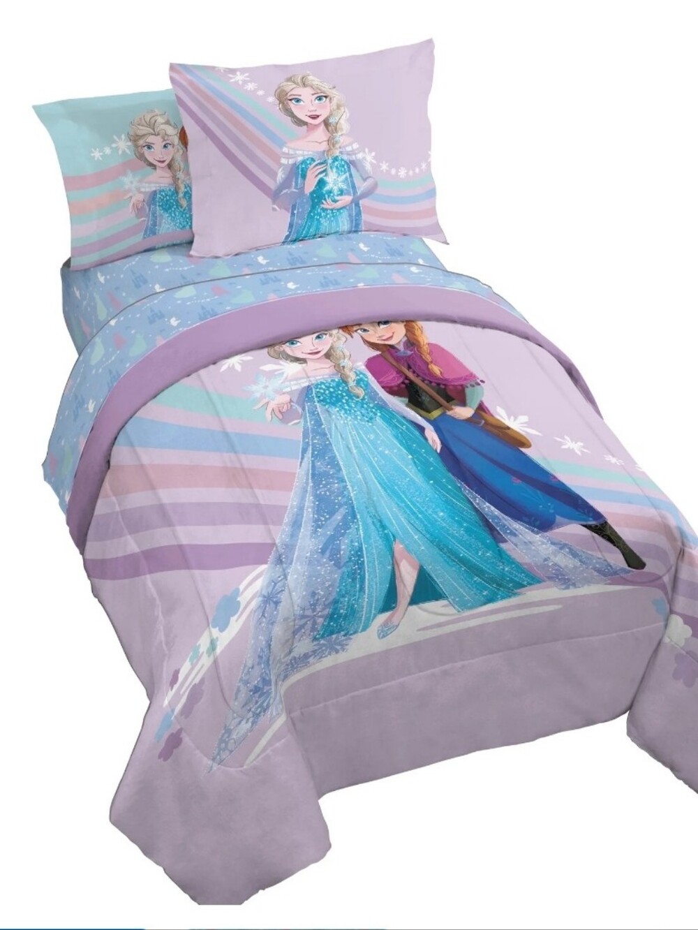Frozen The Poet Inside 7 Piece Full Size Kids Comforter Set w/ Shams Elsa & Anna